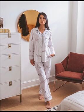 Printfresh Pajamas Set - white with embroidered unicorns organic cotton 2pc